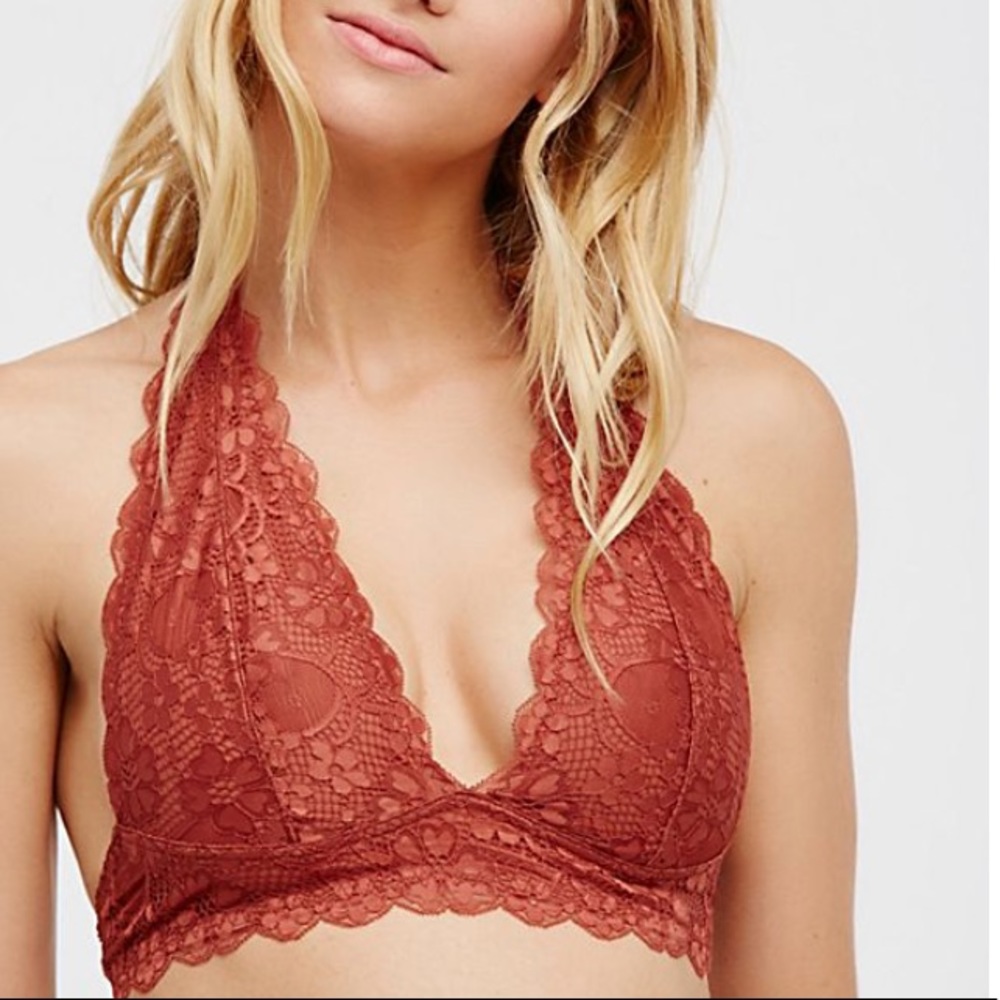 FREE PEOPLE Galloon Lace Halter Bra